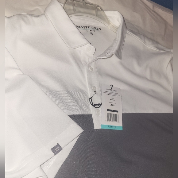 Haus Of Grey Matte Grey Golf Polo Shirt Size X Large NWT White Grey - Picture 8 of 8
